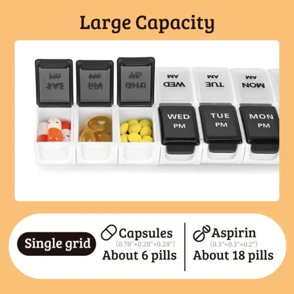 Portable 7 Day Pill Box with AMPM Compartments (2)