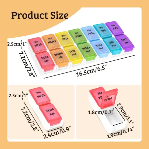 Portable 7 Day Pill Box with AMPM Compartments (4)