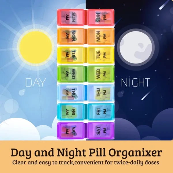 Portable 7 Day Pill Box with AMPM Compartments (5)