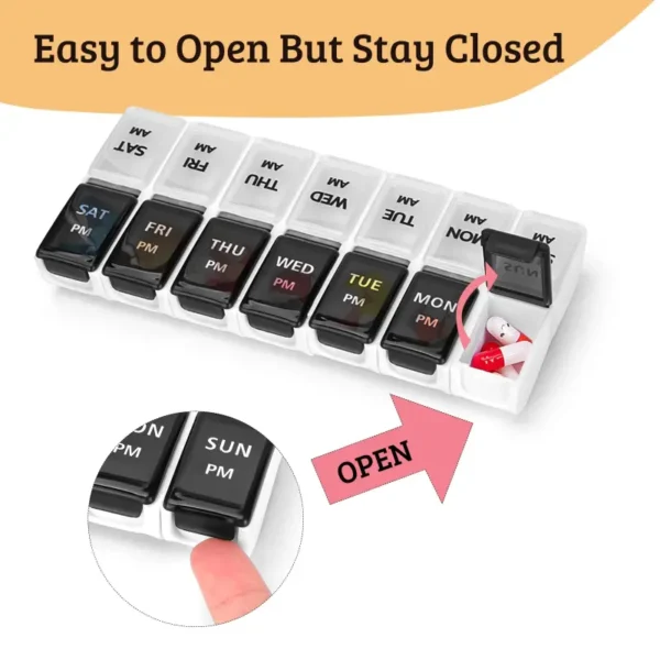 Portable 7 Day Pill Box with AMPM Compartments (6)