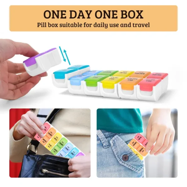 Portable 7 Day Pill Box with AMPM Compartments (7)