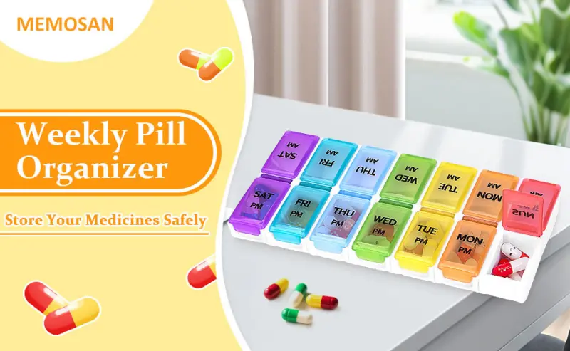 Portable 7 Day Pill Box with AMPM Compartments BS0753J (1)