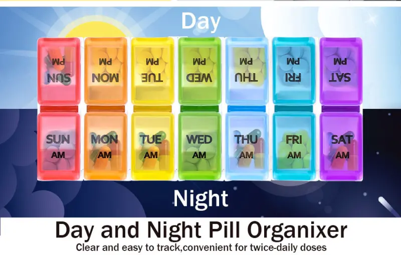 Portable 7 Day Pill Box with AMPM Compartments BS0753J (2)