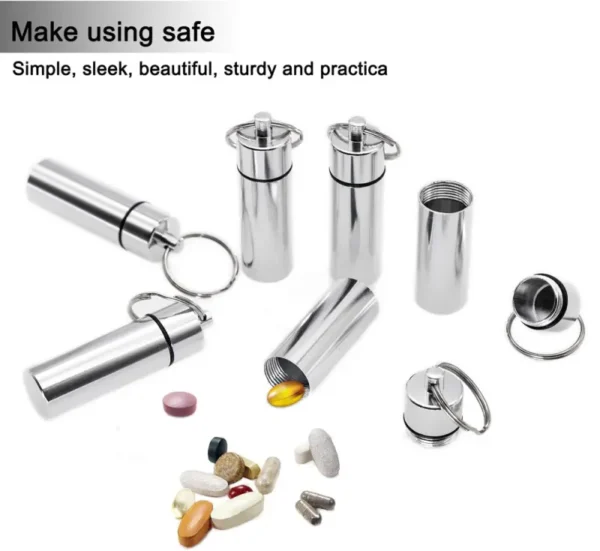 Portable Aluminum Keychain Pill Box (6)