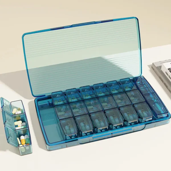 Travel Wholesale Plastic 7 Day Pill Box Case Medicine Case 21 Compartments Pill Box With Pill Cutter (11)