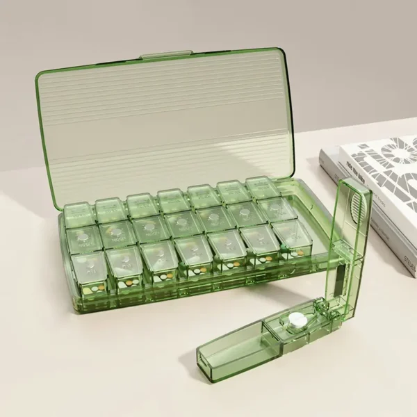Travel Wholesale Plastic 7 Day Pill Box Case Medicine Case 21 Compartments Pill Box With Pill Cutter (12)