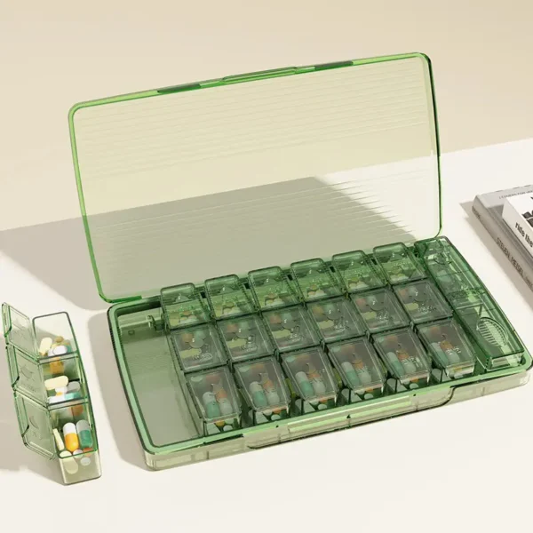 Travel Wholesale Plastic 7 Day Pill Box Case Medicine Case 21 Compartments Pill Box With Pill Cutter (3)