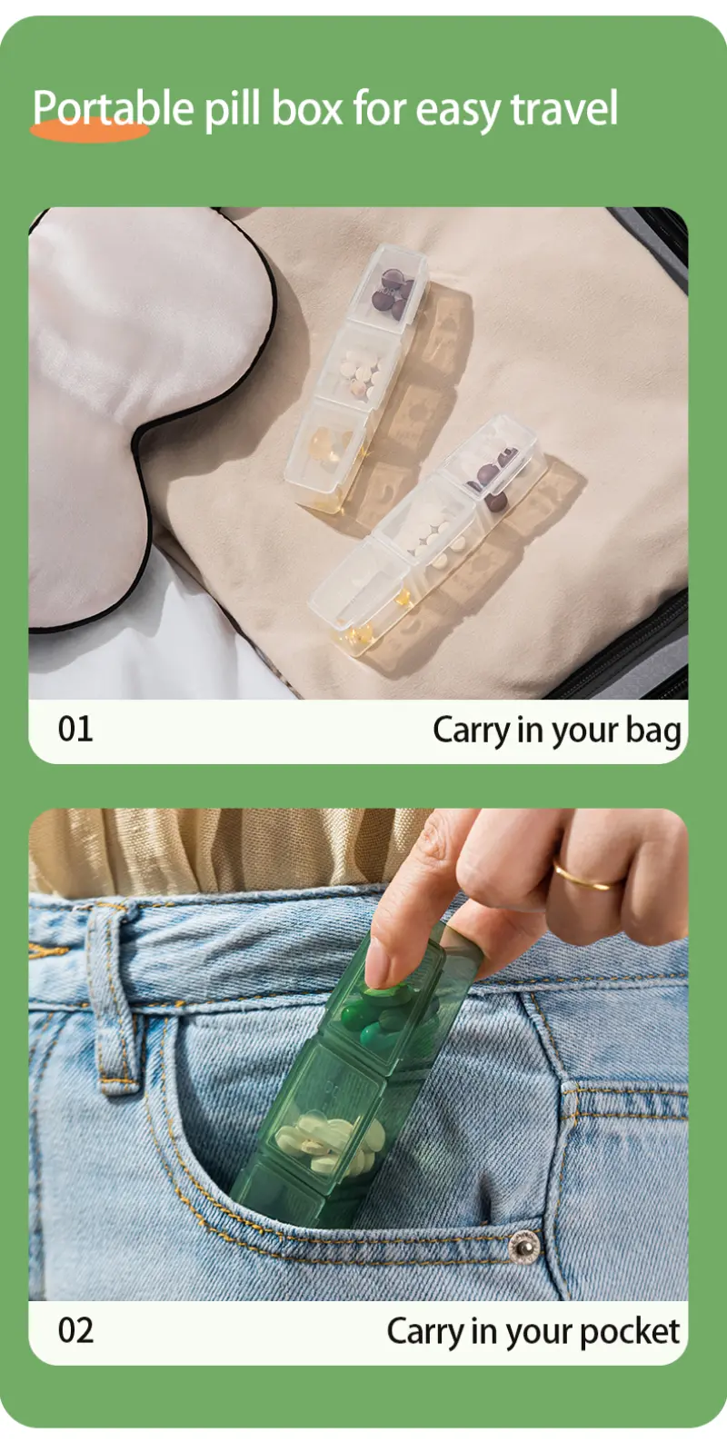 Travel Wholesale Plastic 7 Day Pill Box Case Medicine Case 21 Compartments Pill Box With Pill Cutter (4)