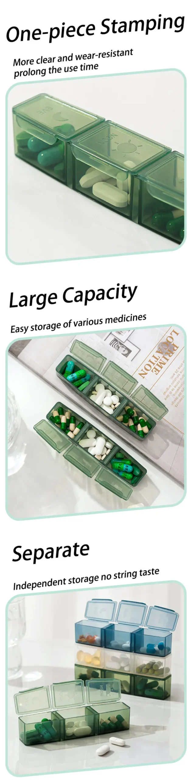 Travel Wholesale Plastic 7 Day Pill Box Case Medicine Case 21 Compartments Pill Box With Pill Cutter (6)