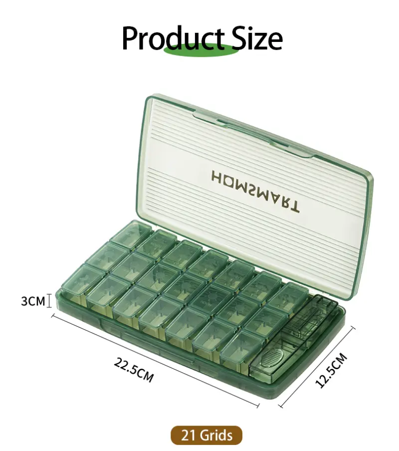 Travel Wholesale Plastic 7 Day Pill Box Case Medicine Case 21 Compartments Pill Box With Pill Cutter (7)