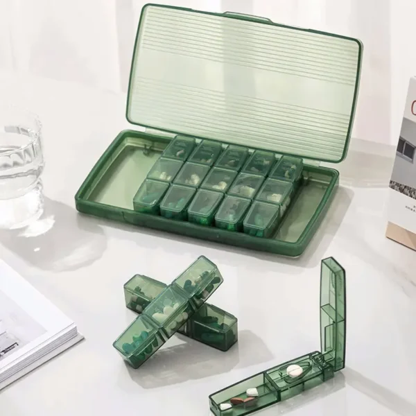 Travel Wholesale Plastic 7 Day Pill Box Case Medicine Case 21 Compartments Pill Box With Pill Cutter (7)