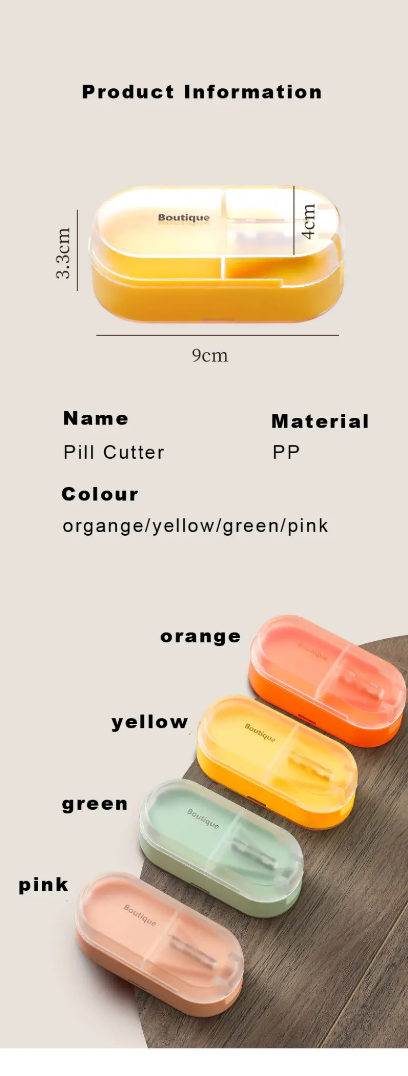 Wholesale Medicine Pill Cutter Box Portable Pill Grinder Splitter with Storage Case (8)
