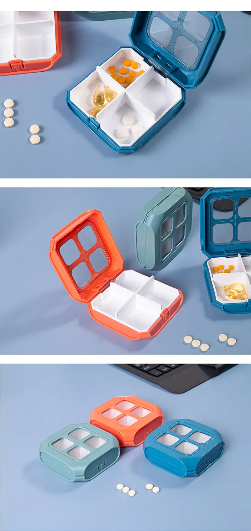 Wholesale Moisture proof Pill Box Portable Mini Model Sealed Pill Box Small Pill Storage Box (7)