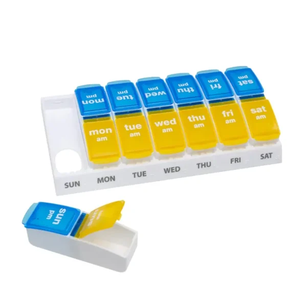 Wholesale Weekly Removable Pill Box Case 7 Days 14 Compartments Plastic Pill Box (2)