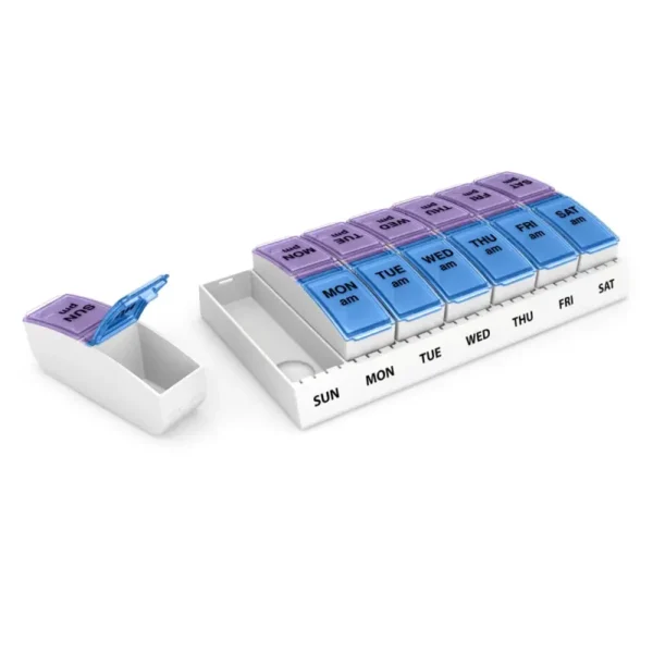 Wholesale Weekly Removable Pill Box Case 7 Days 14 Compartments Plastic Pill Box (3)