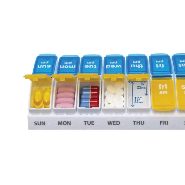 Wholesale Weekly Removable Pill Box Case 7 Days 14 Compartments Plastic Pill Box (7)