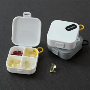 Mini Portable Round Pill Box with Lanyard (1)