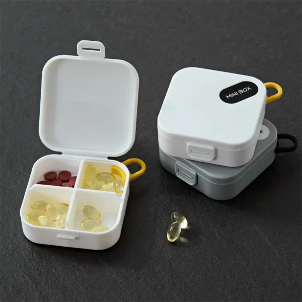 Mini Portable Round Pill Box with Lanyard (1)