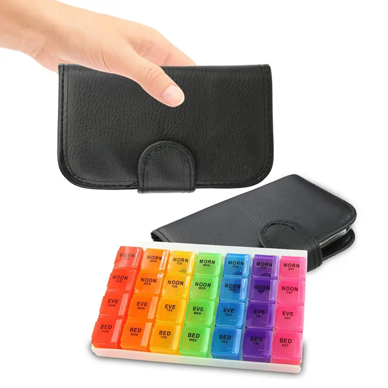 Pill Organizer with PU Leather Travel Case BS0268J (1)