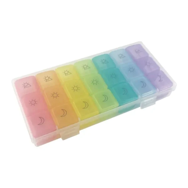 Portable Weekly Pill Organizer with 21 Compartments and Zipper Case (6)