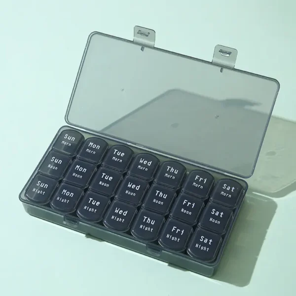 Weekly Pill Organizer 7 Daily With 21 Compartments Plastic Pill Box Medicine Tablet Organiser (2)