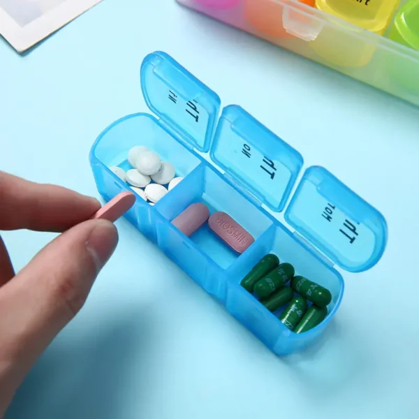 Weekly Pill Organizer 7 Daily With 21 Compartments Plastic Pill Box Medicine Tablet Organiser (3)