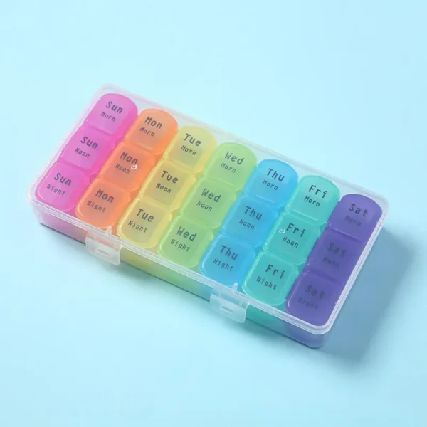Weekly Pill Organizer 7 Daily With 21 Compartments Plastic Pill Box Medicine Tablet Organiser (6)