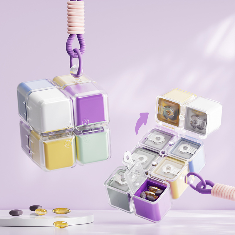 Fun Rubik's Cube Portable Pill Case
