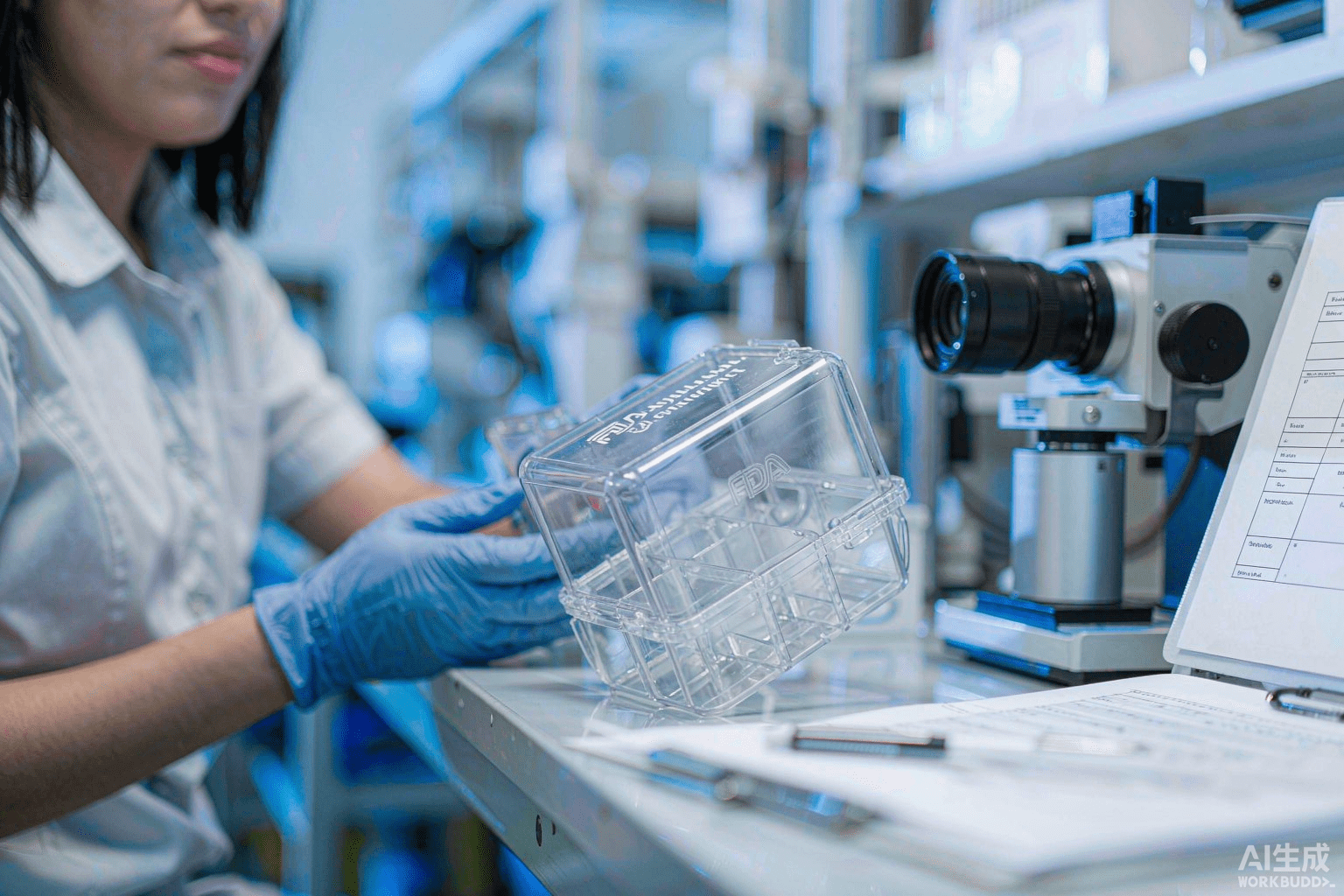 FDA pill box material testing on factory line