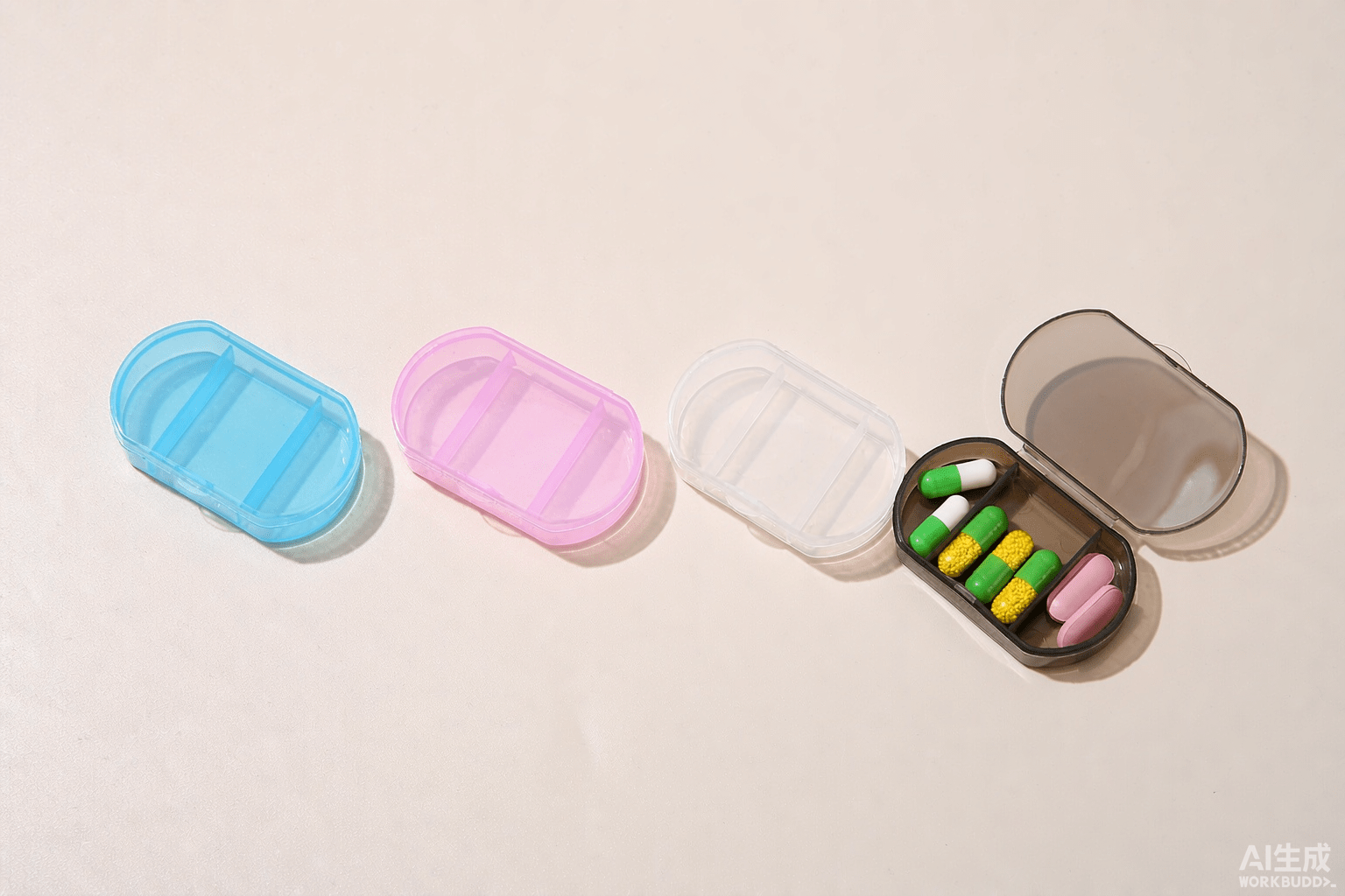 Pill box manufacturer ABS 3 compartment product shot