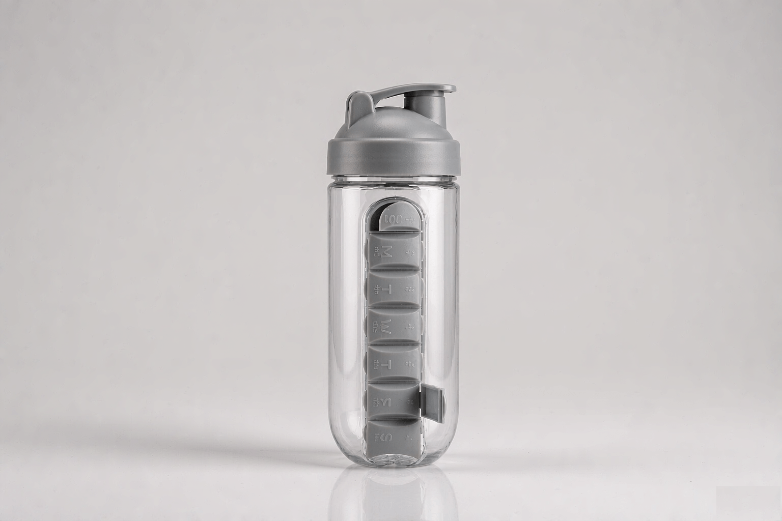 600ml pill box water bottle with leak-proof cap
