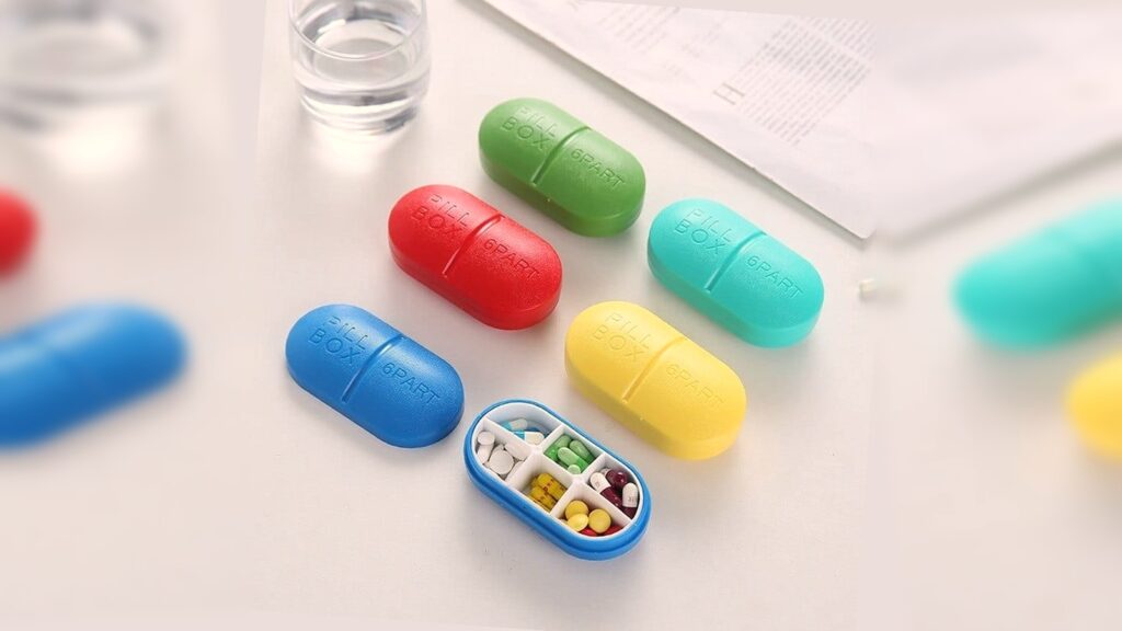 small pill case compartment layout on a capsule pocket pill box