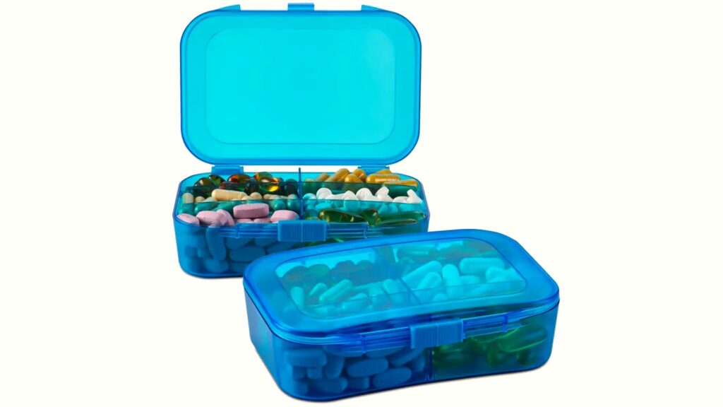 Pill organizer for gummies holding capsules and tablets together