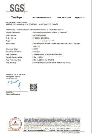 SGS certificate